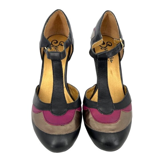 Seychelles Veronica T-Strap Spectator Pumps Size 6 Leather Black Pink Bronze - Picture 2 of 13